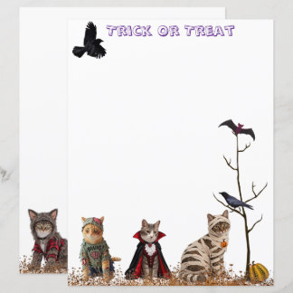 Trick-Or-Treating Kitty Cats Halloween Stationery