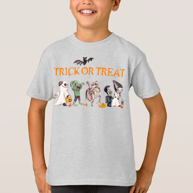 Trick or Treating Monsters on Parade T-Shirt (Front)