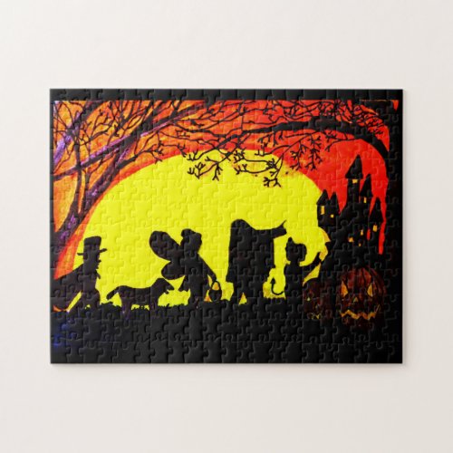 TRICK OR TREATING ON HALLOWEEN NIGHT jigsaw puzzle