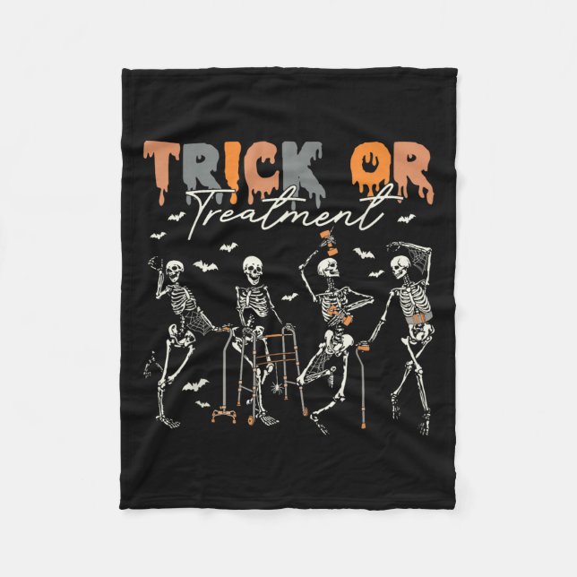Trick Or Treatment Pt Physical Therapy Therapist H Fleece Blanket (Front)