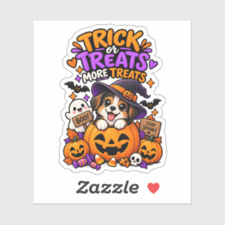 Trick or Treats More Treats Cute Halloween Puppy Sticker