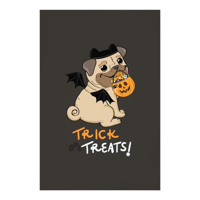Trick or Treats Pug Costume Photo Print (Front)