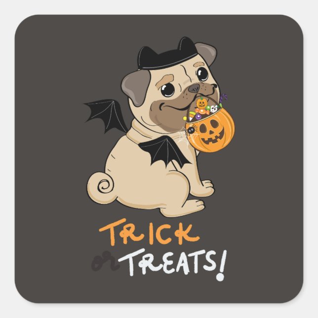 Trick or Treats Pug Costume Square Sticker (Front)