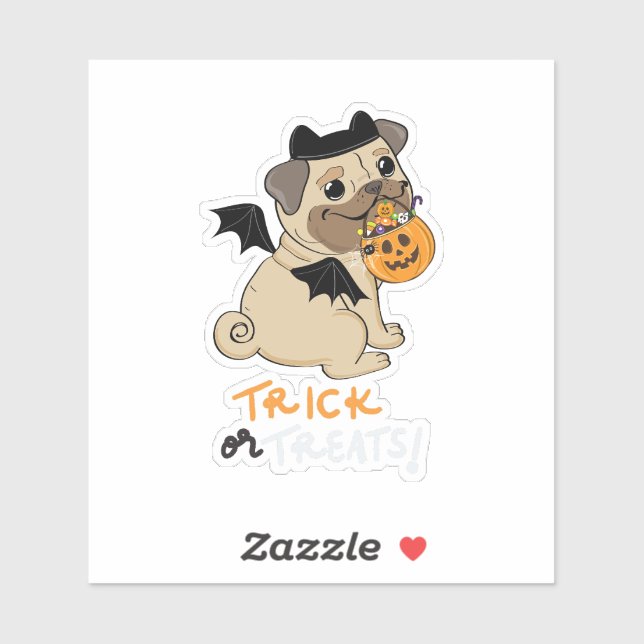 Trick or Treats Pug Costume Sticker (Sheet)