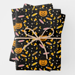Trick or Treats Spooky Season Retro Halloween Wrapping Paper Sheets