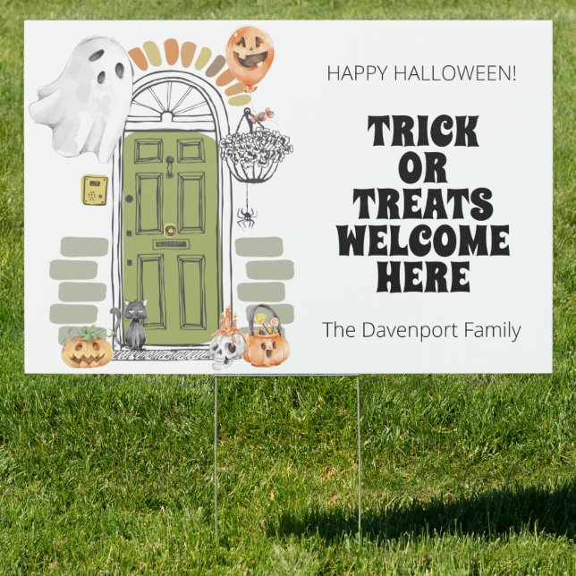 Trick or treats Welcome Halloween Elegant Sign (Insitu)