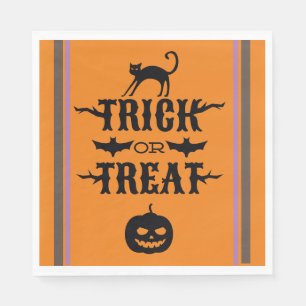 Trick or Treet Halloween Typography Party Napkins