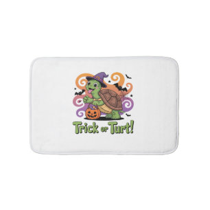 Trick or Turt Funny Turtle Halloween Bath Mat