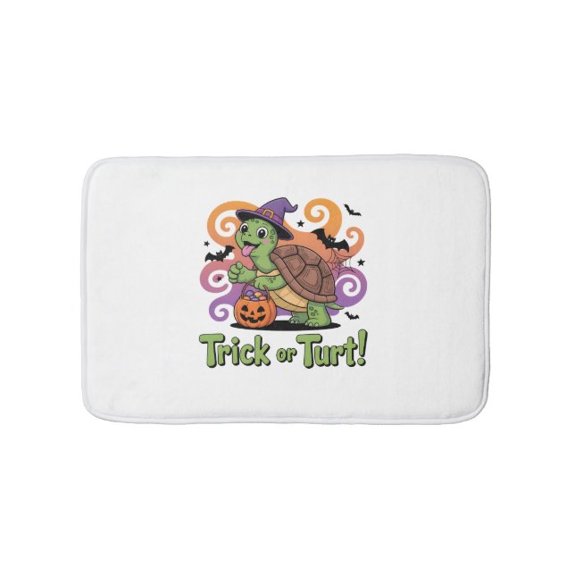 Trick or Turt Funny Turtle Halloween Bath Mat (Front)