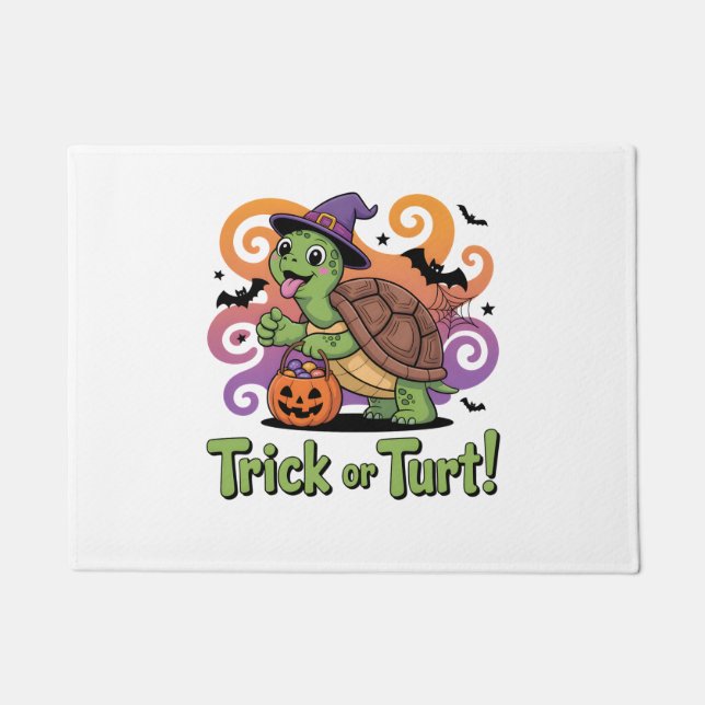 Trick or Turt Funny Turtle Halloween Doormat (Front)