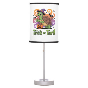 Trick or Turt Funny Turtle Halloween Table Lamp