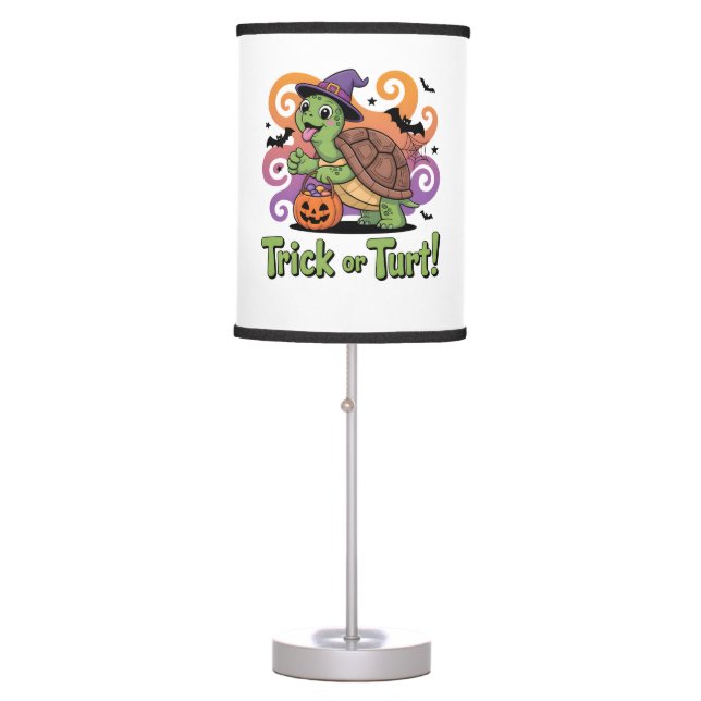 Trick or Turt Funny Turtle Halloween Table Lamp (Front)