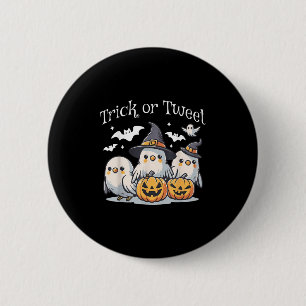 Trick Or Tweet Budgie Witch Halloween Spooky Parak Button
