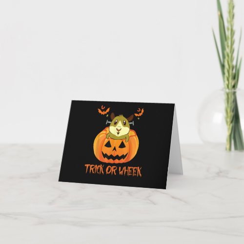 Trick Or Wheek Funny Halloween Pumpkin Guinea Pig Card