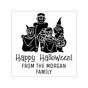 Trick r Treaters Silhouette Happy Halloween Wishes Self-inking Stamp