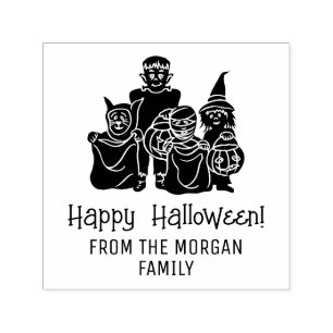Trick r Treaters Silhouette Happy Halloween Wishes Self-inking Stamp