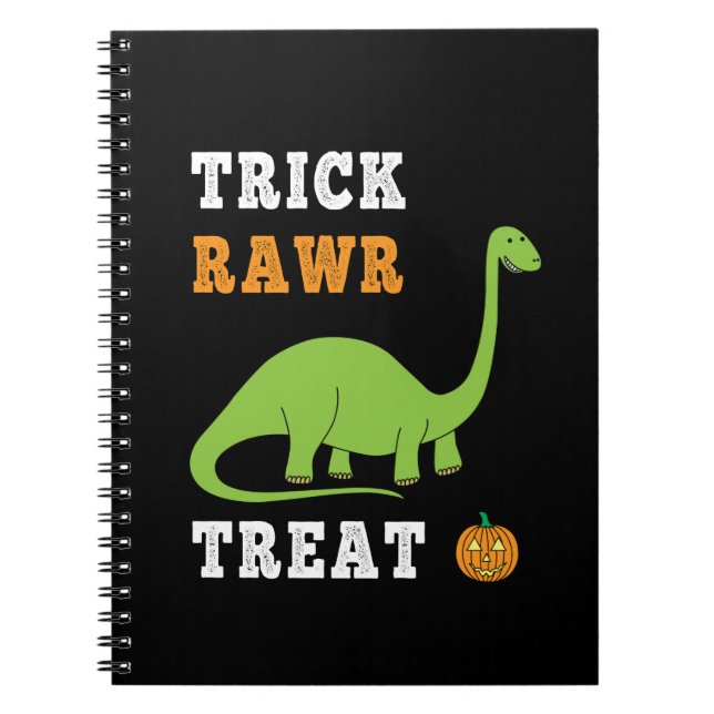Trick Rawr Treat Cute Halloween Brontosaurus Dino Notebook (Front)