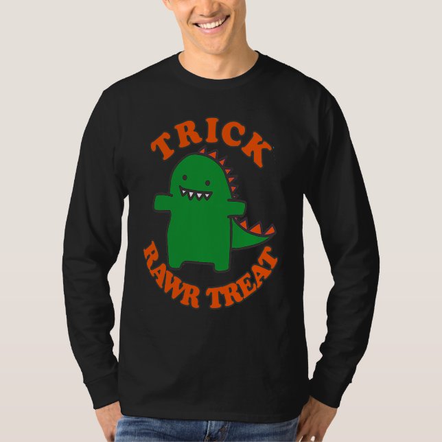 Trick Rawr Treat Cute Halloween Dinosaur Kids Boys T-Shirt (Front)