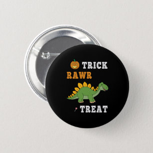 Trick Rawr Treat Cute Halloween Stegosaurus Dino Button