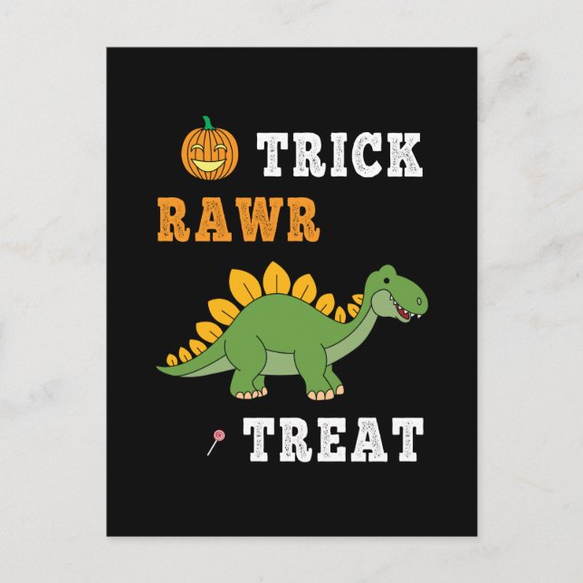 Trick Rawr Treat Cute Halloween Stegosaurus Dino Postcard (Front)