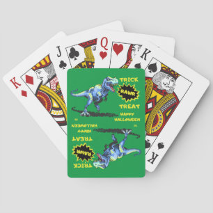 "TRICK RAWR TREAT" funny halloween dinosaur Poker Cards