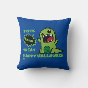 "TRICK RAWR TREAT" funny halloween dinosaur Throw Pillow