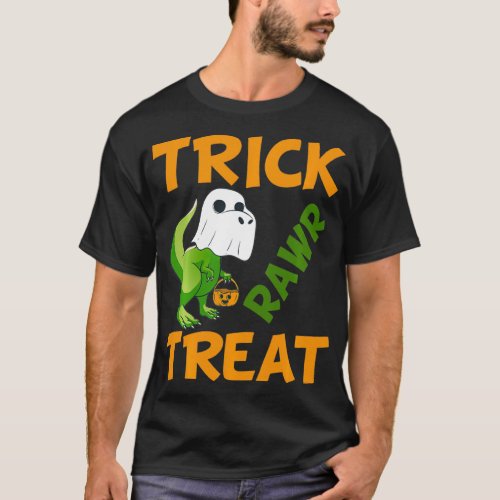 Trick Rawr Treat Halloween Dino Trick Or Treat Din T_Shirt