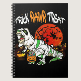 Trick Rawr Treat Halloween Dinosaur T Rex Pumpkin Notebook