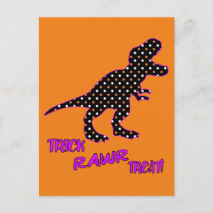 Trick RAWR Treat! - Halloween Tyrannosaurus Rex Postcard