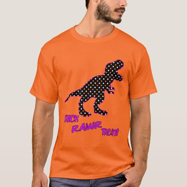 Trick RAWR Treat! - Halloween Tyrannosaurus Rex T-Shirt (Front)