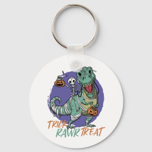 Trick Rawr Treat T Rex Dinosaur Mommy Halloween Keychain