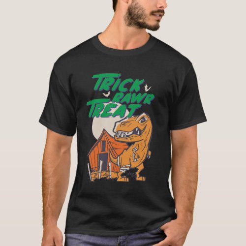 Trick Rawr Treat T Rex Funny Halloween Dinosaur T_Shirt
