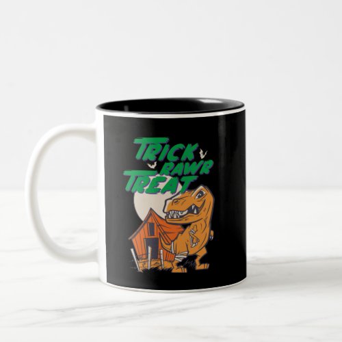 Trick Rawr Treat T Rex Funny Halloween Dinosaur Two_Tone Coffee Mug