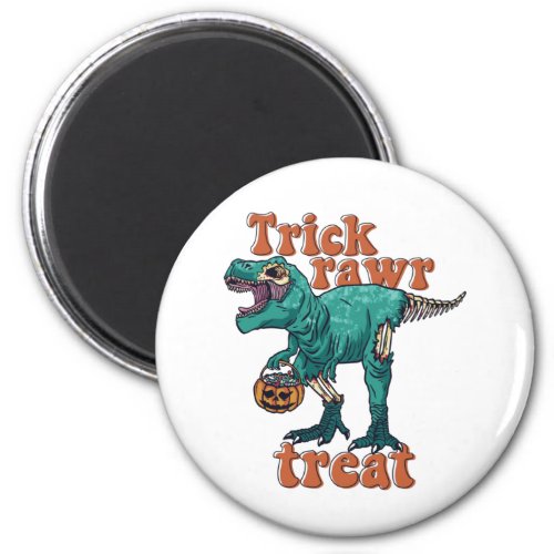 Trick Rawr Treat Zombie T Rex Halloween Dinosaur Magnet