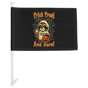 Trick Treat and Feral Cute Halloween Car Flag