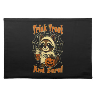 Trick Treat and Feral Cute Halloween Cloth Placemat