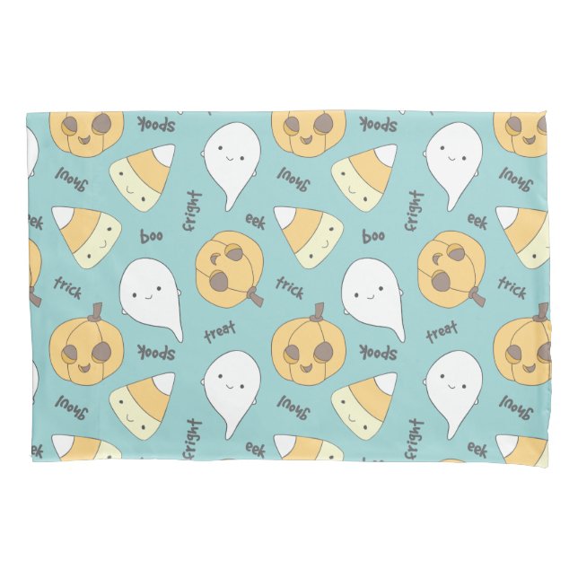 Trick Treat Boo Cute Halloween Pattern Pillowcase (Front)