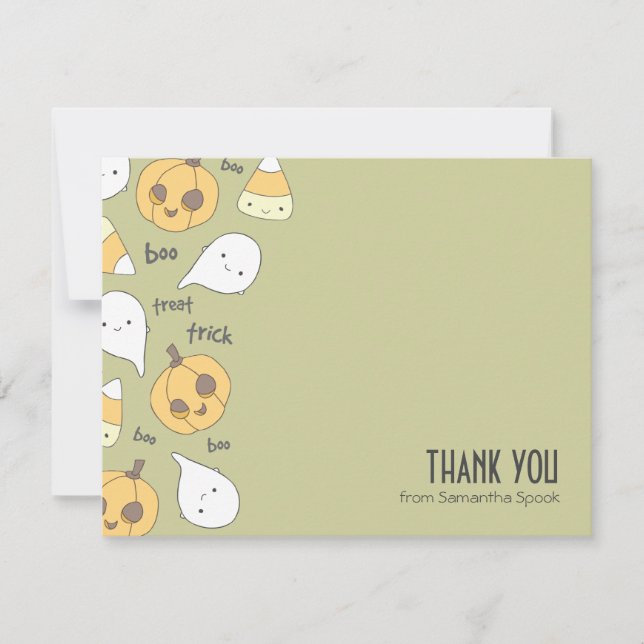 Trick Treat Boo! | Flat Thank You Note Cards (Front)