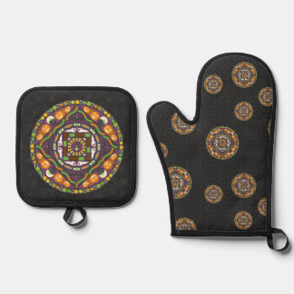 Tricks and Treats Mandala Oven Mitt & Pot Holder Set