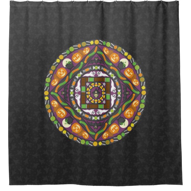 Tricks and Treats Mandala Shower Curtain (Front)