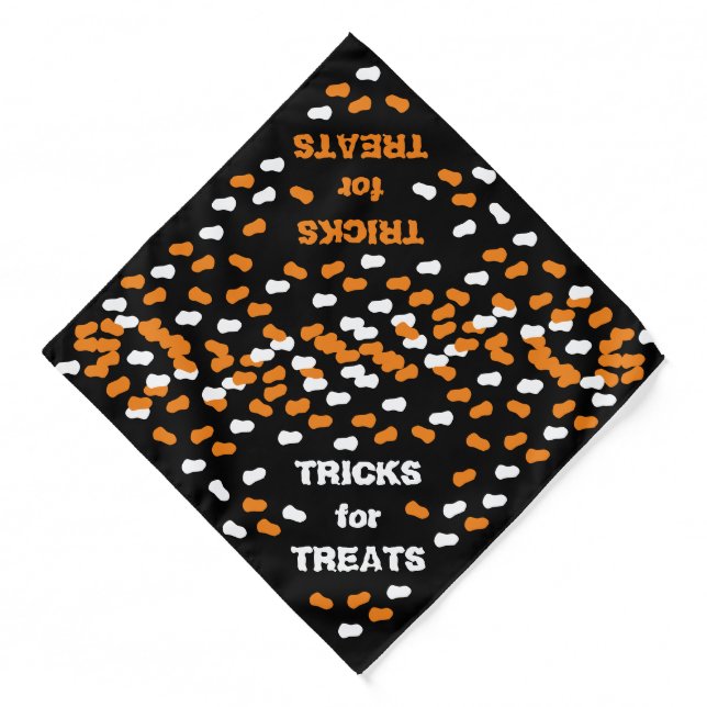Tricks for treats black cute funny Halloween dog  Bandana (Front)