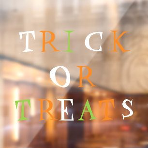 Tricks for treats funny cute Halloween decorations Window Cling