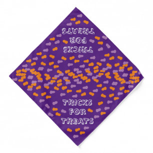 Tricks for treats purple cute funny Halloween dog Bandana