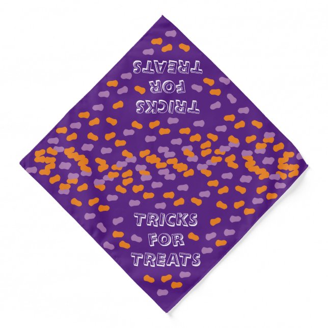 Tricks for treats purple cute funny Halloween dog Bandana (Front)