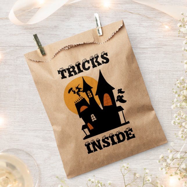 Tricks Inside | Custom Halloween Candy Favor Bags (Clipped)
