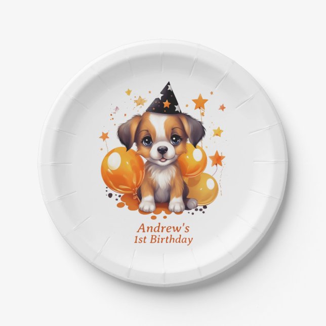 Tricks, Treats, and Tails: Birthday Party Plate (Front)