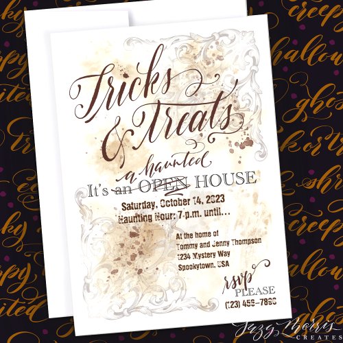 Tricks  Treats Customizable Haunted House Party Invitation