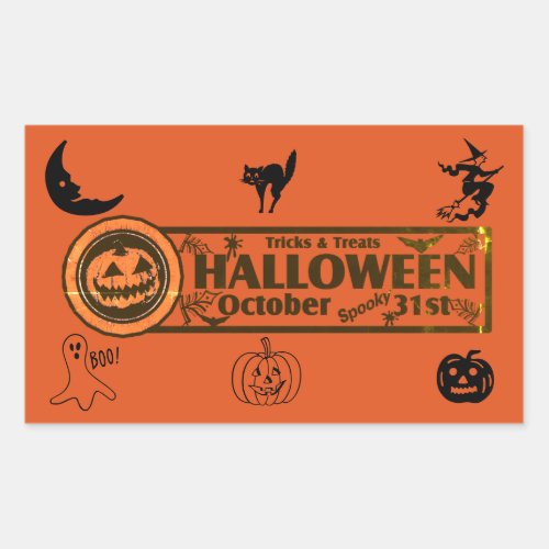 Tricks  Treats Halloween Rectangular Sticker