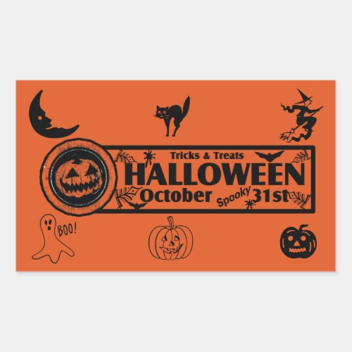 Tricks  Treats Halloween Rectangular Sticker