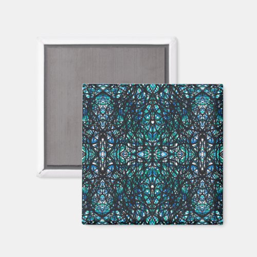 Trickster Blue Green Abstract India Ink Art Magnet